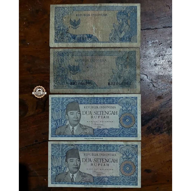 Uang kertas lawas SOEKARNO 2.5 Rupiah th 1964