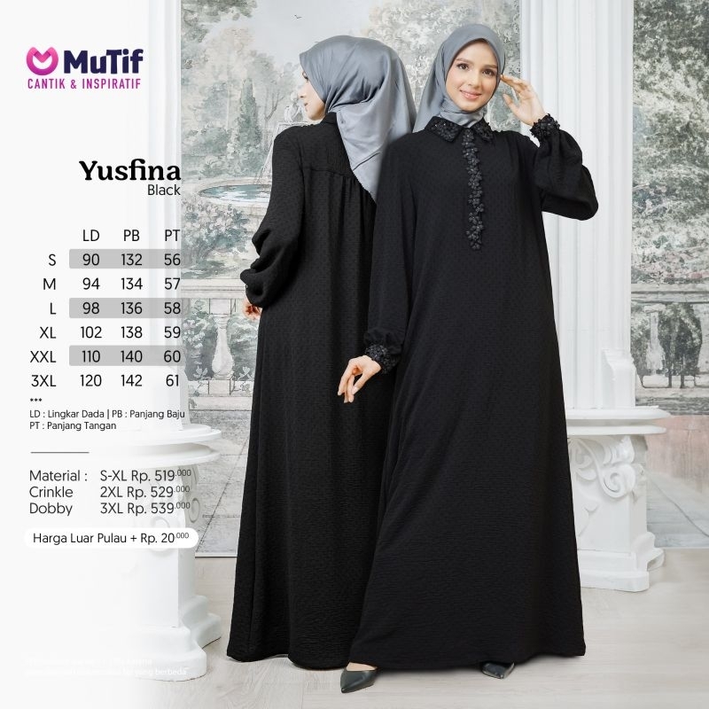 GAMIS MUTIF YUSFINA HITAM