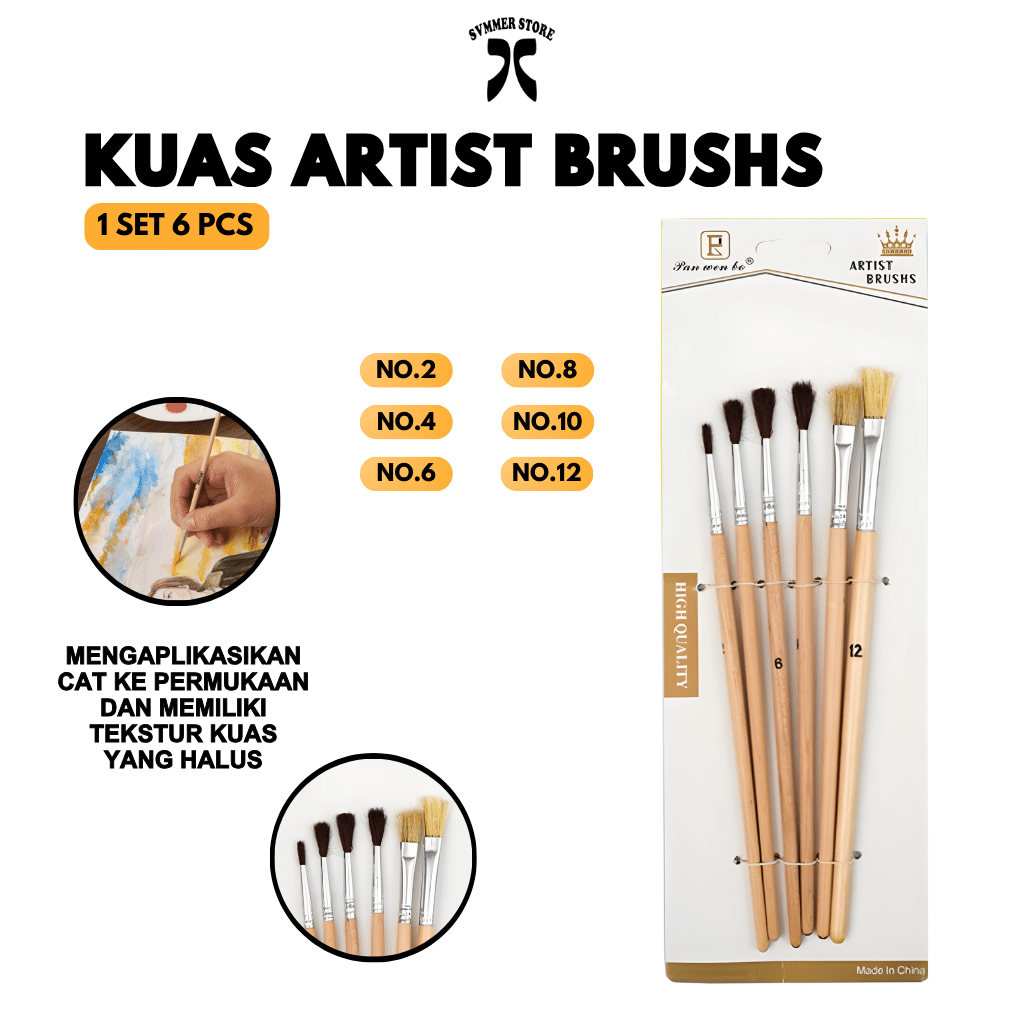

[SALE] Kuas Cat Air Polos Cat Minyak Cat Akrilik Brush ISI 6 KUAS