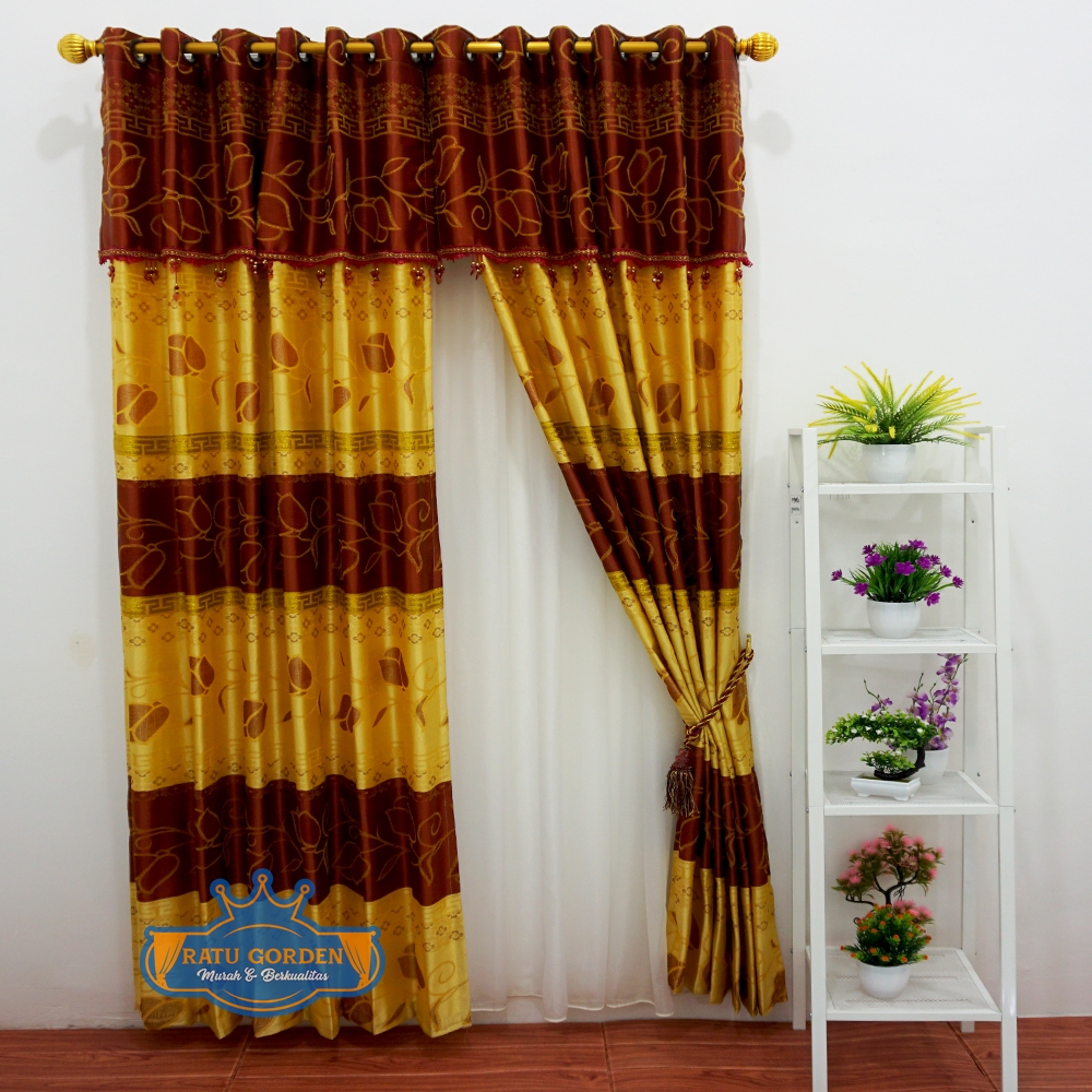 Gorden Prada Gorden Local Kualitas Premium Gorden Minimalis Motif Bunga Tulip Warna Merah