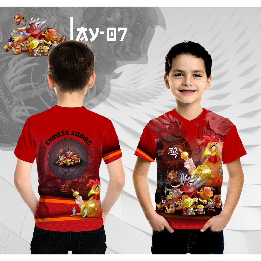 Baju imlek anak shio ayam jersey chinese zodiac kaos all shio