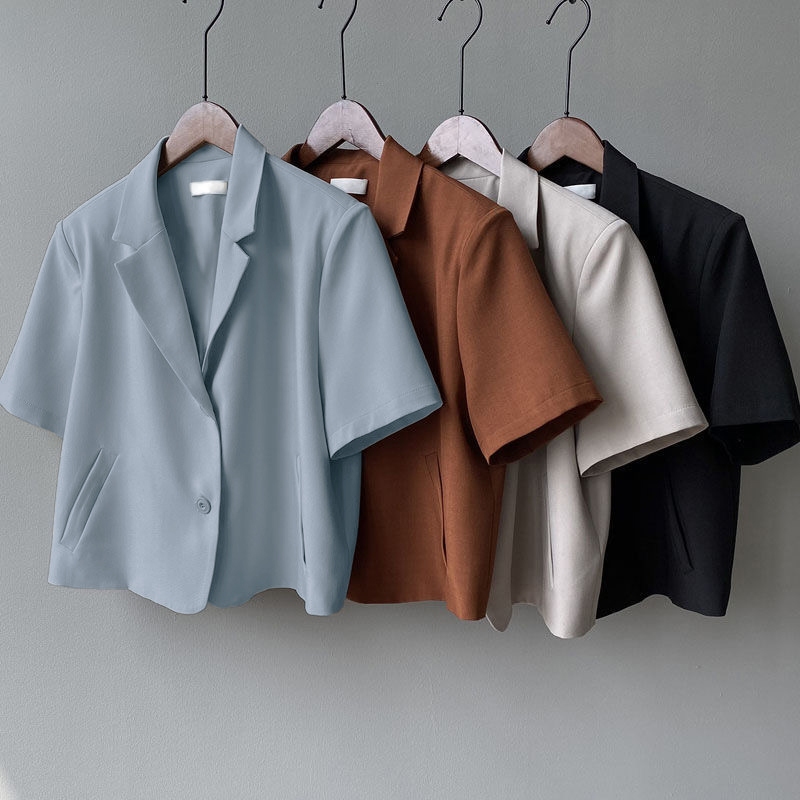 XIAOZHAINV Blazer Crop Korean Style Lengan Pendek Jaket | Wanita Baju Wanita Blazer Korea