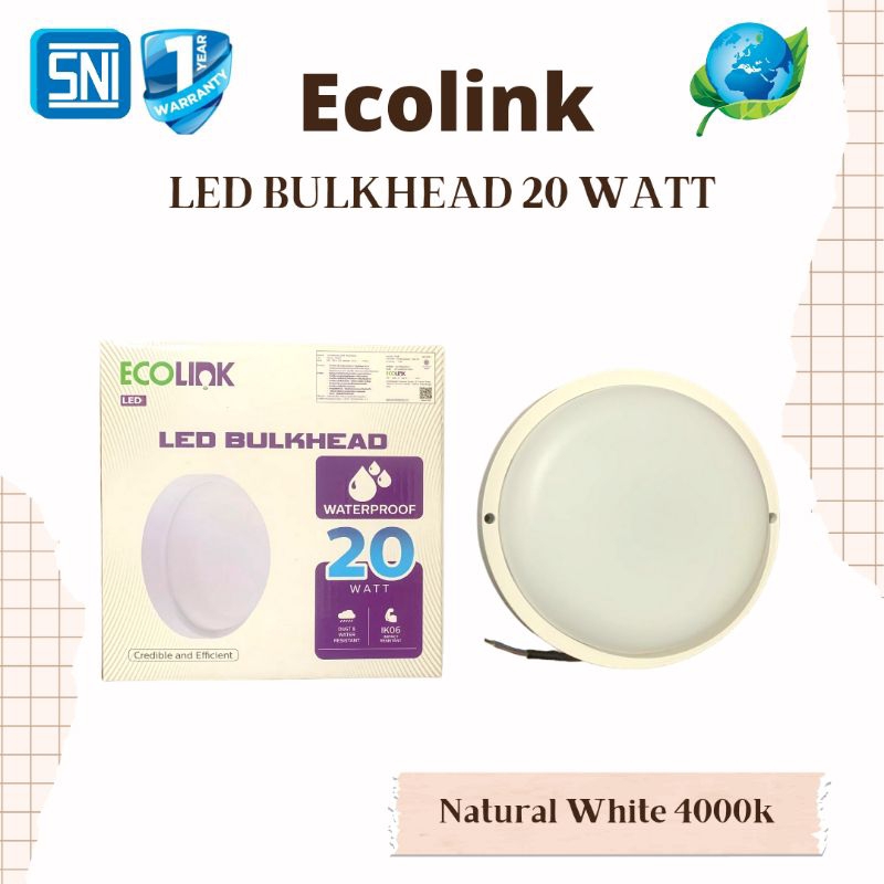Ecolink LED Bulkhead 20 W 4000k - Natural White