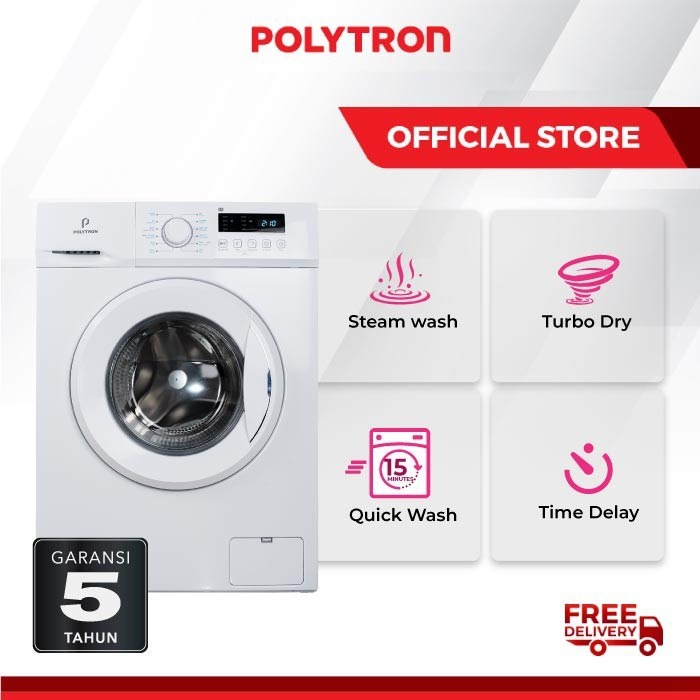 MESIN CUCI POLYTRON 1 TABUNG 7KG PFL 7051/ MESIN CUCI POLYTRON FRONT LOADING 7KG