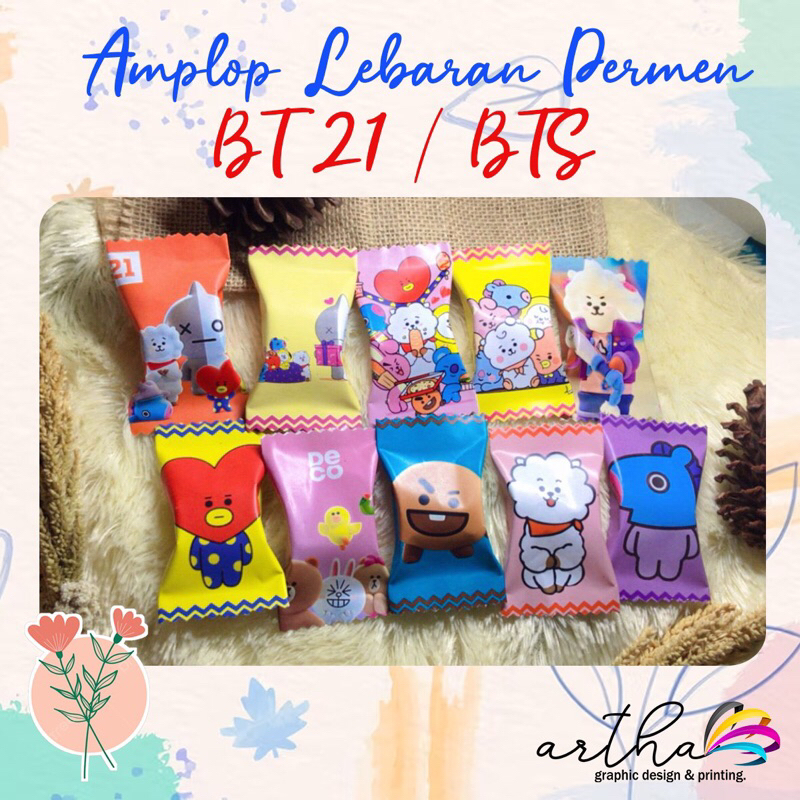 

[ 1 pack isi 10 pcs ] AMPLOP LEBARAN UNIK BENTUK PERMEN TEMA BTS/BT21