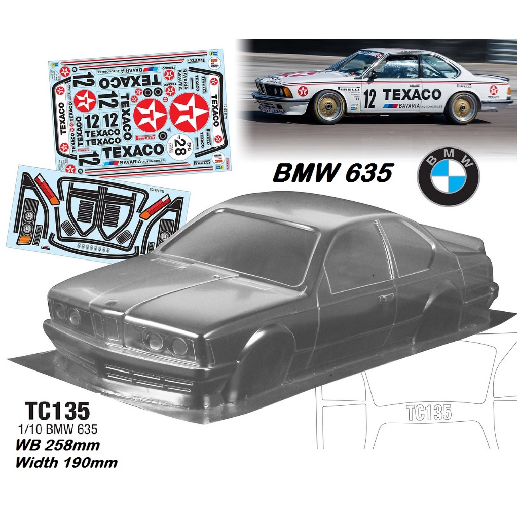 Team C BMW 635 1/10 Clear Body Shell Rc Drift Rally