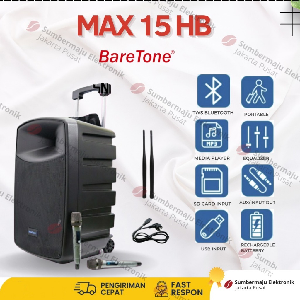 Gratis Ongkir Baretone 15 HB 15HB 600watt Speaker Portable Meeting