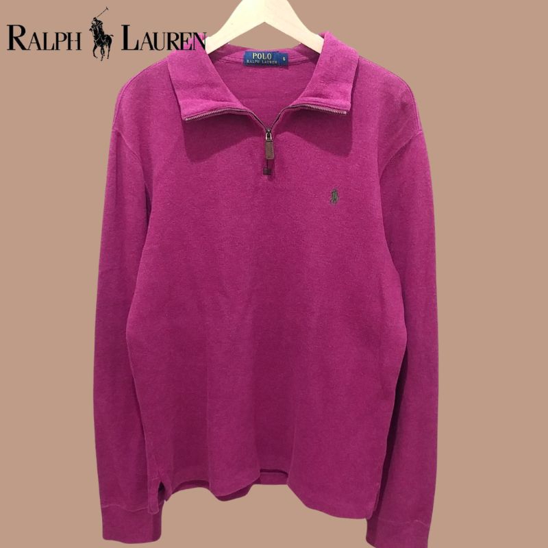Polo Ralph Lauren Burgundy Wine Half Zip Cotton Sweater