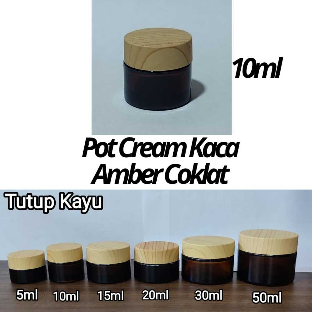 Pot Kosmetik 10ml Pot Krim Kaca Doff Tutup Kayu Cream Jar 10gram Tempat Make Up Share In Jar Wadah K