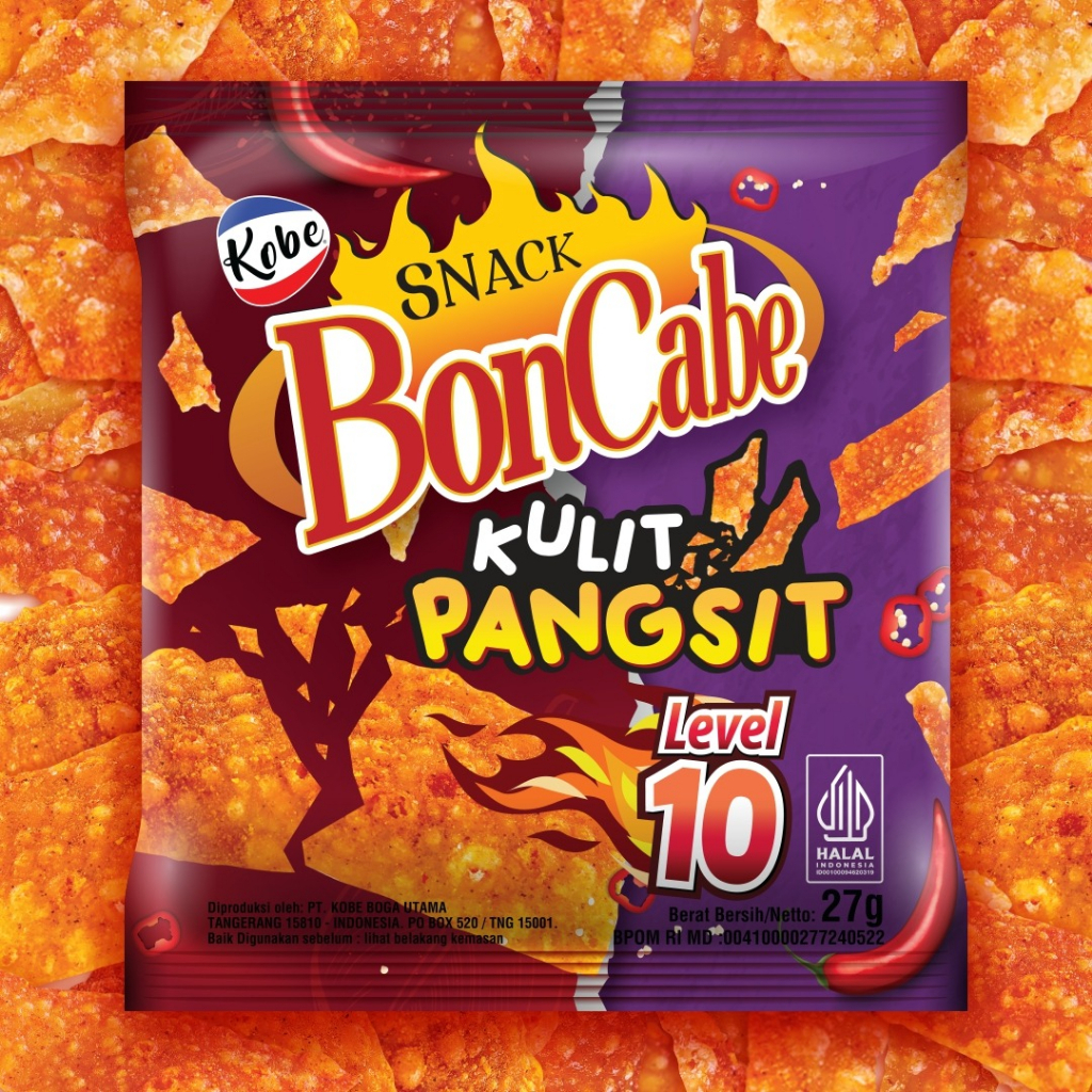 

KOBE SNACK BON CABE KULIT PANGSIT LEVEL 10 70GR/MAKANAN RINGAN/SNACK/CHIPS/MAKARONI KRISPI/ORIGINAL/LEVEL15/;EVE;10/MAKARONI NKEISPI KEJU