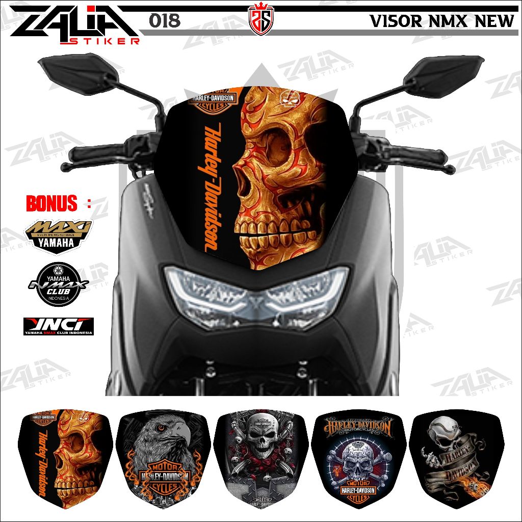 Stiker visor Winshield yamaha  Nmax NEW 155  2020-2023 HARLEY DAVIDSON  (018) / stiker  Winshield  E