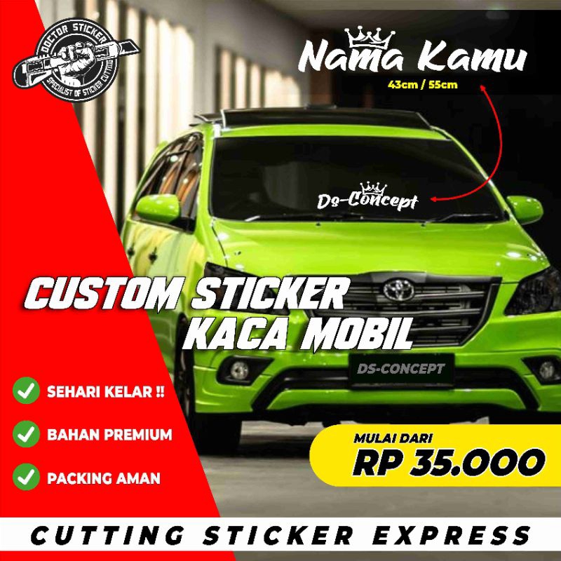 Stiker Kaca Mobil Custom Nama Mahkota Kaca Mobil Sticker Cutting Nama Custom Mahkota Stiker Mobil Ke