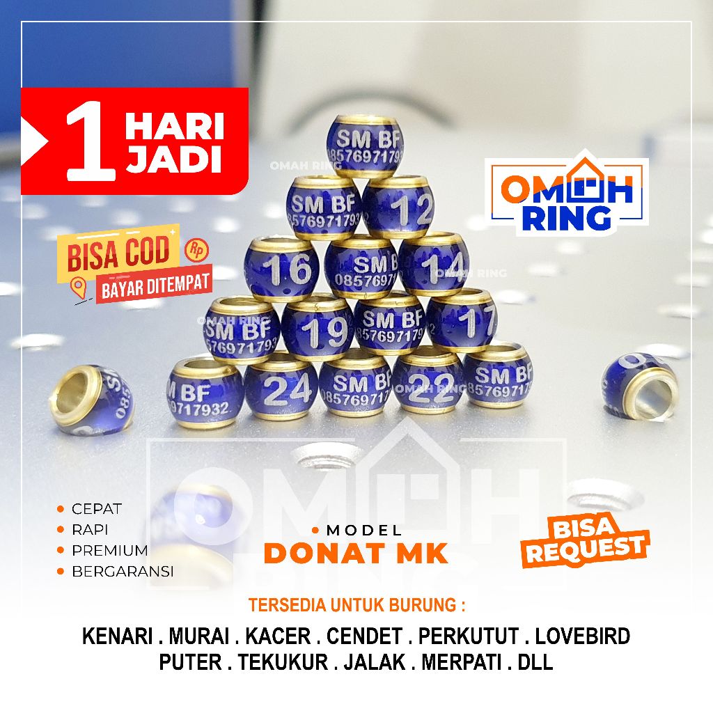 OMAH RING | Model Donat MK List Emas lebih Awet Ring lapis | Merpati/Kenari/Murai Batu/Loveberd dll