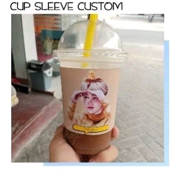 PROMO - CUP SLEEVE CUSTOM KPOP STICKER BTS BT21 LEBAR KPOP KOREA STIKER TEMPELAN DINDING KARAKTER AR