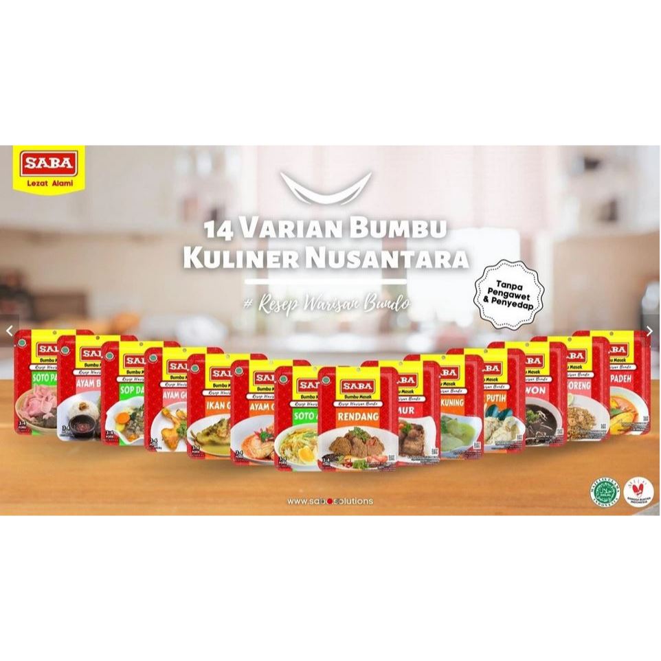 

SABA Bumbu Praktis / Bumbu Instant / BUMBU SIAP PAKAI BEBAS PENGAWET DAN PENYEDAP