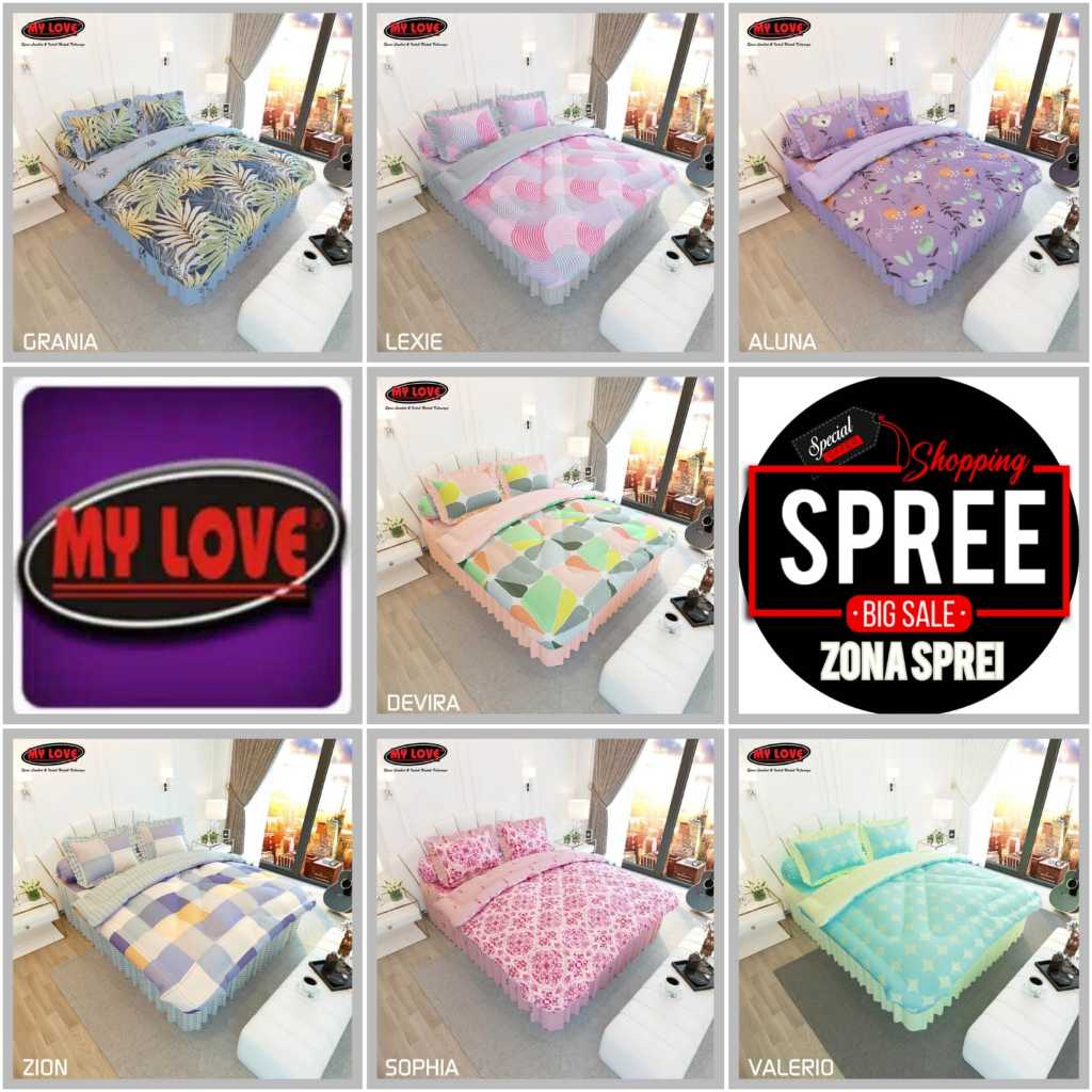 ORIGINAL MY LOVE - Bedcover Rumbai set All New My love 180x200 King size Terbaru & Terlaris