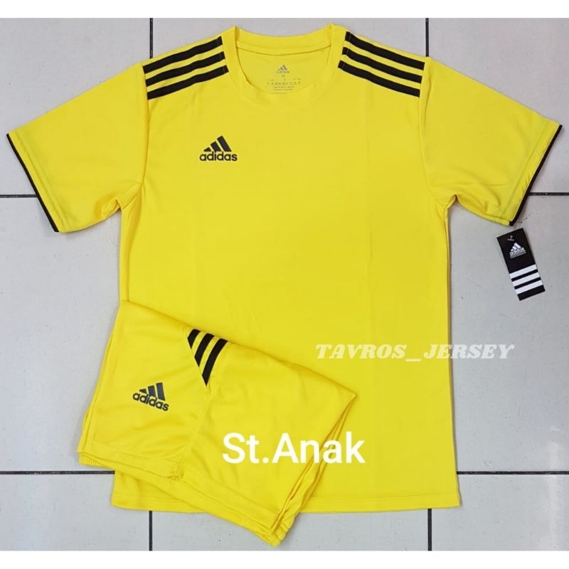 COD SETELAN FUTSAL ANAK ADIDAS DRI-FIT JERSEY TIM SEPAK BOLA POLOS KUNING S-L