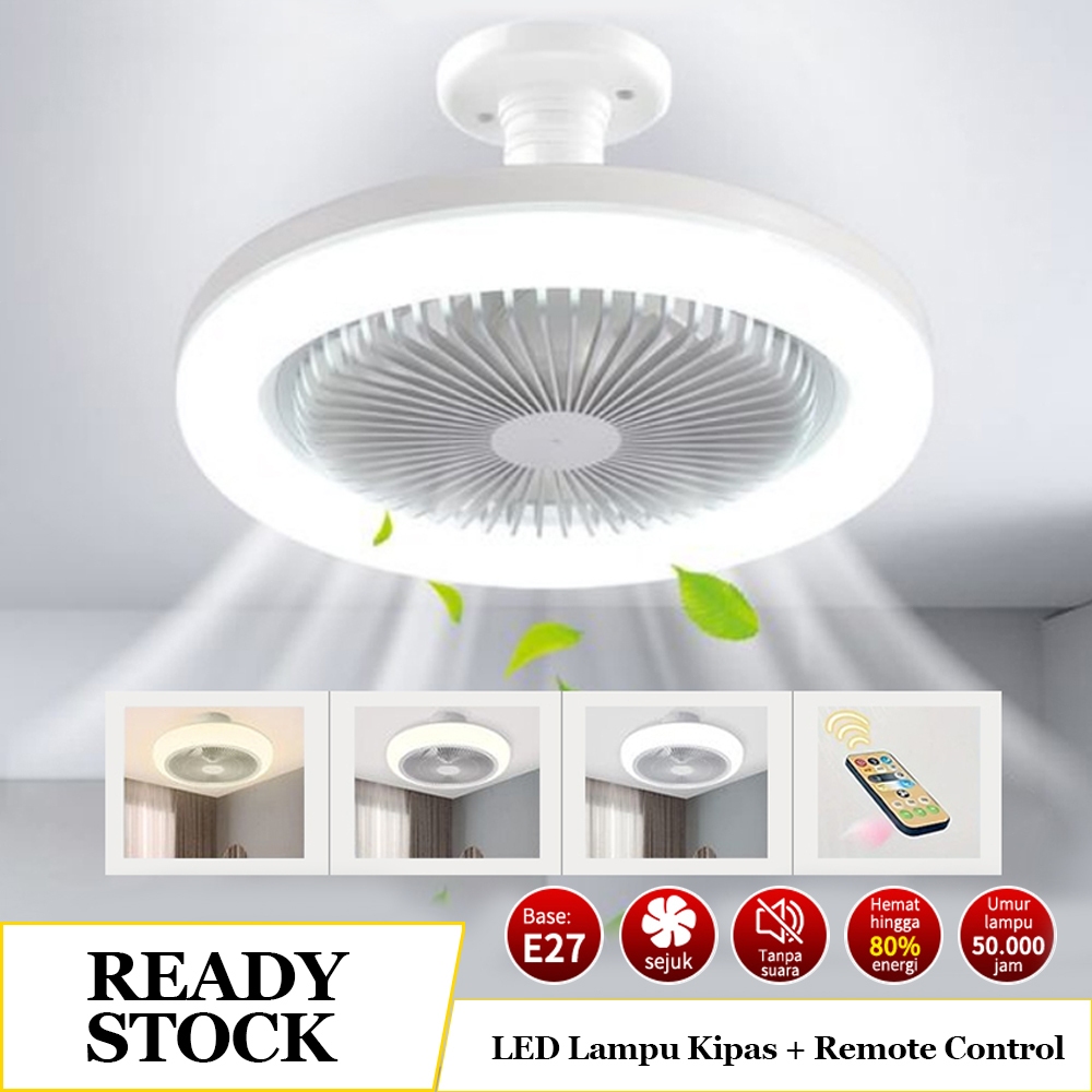 Lampu Kipas Angin Remote 2in1 Lampu Plafon Multifungsi Lampu Kipas LED 30W Antarmuka E27