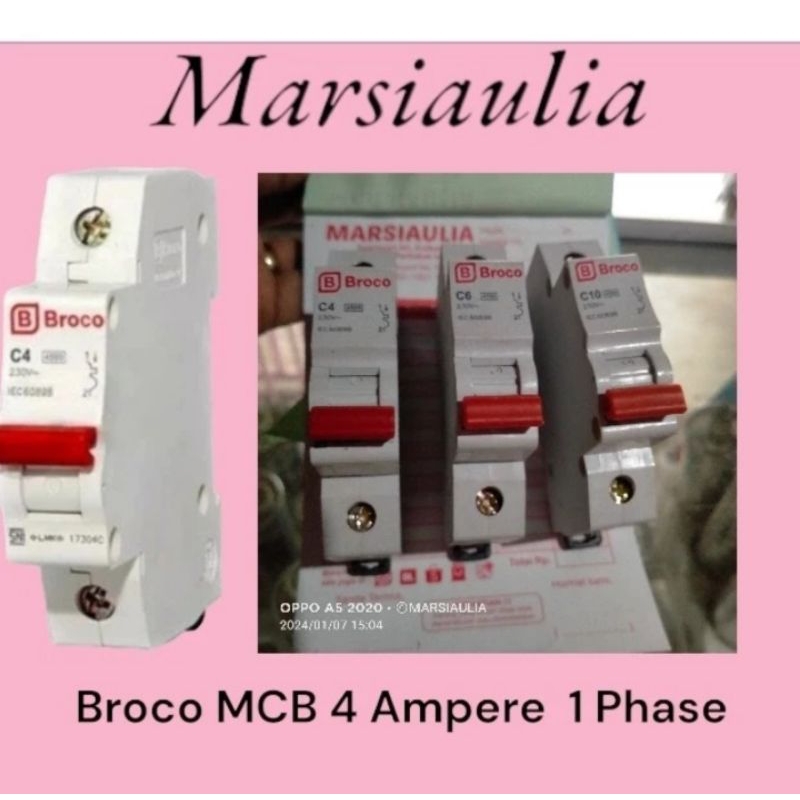 Broco MCB 4 Ampere 1 Phase C4 SNI broco 4a 1p