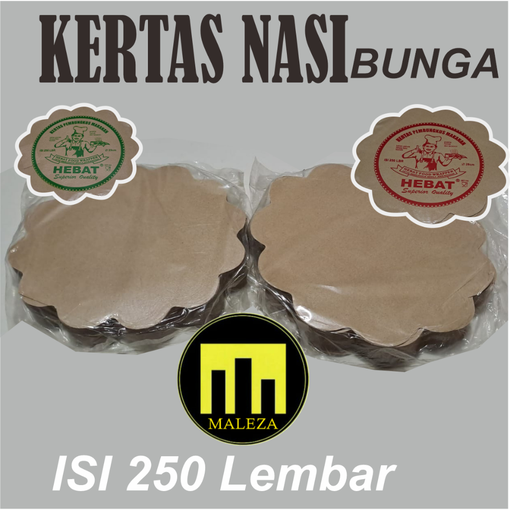 iDk90 Kertas nasi bulat/kertas nasi bunga 28 cm isi 250