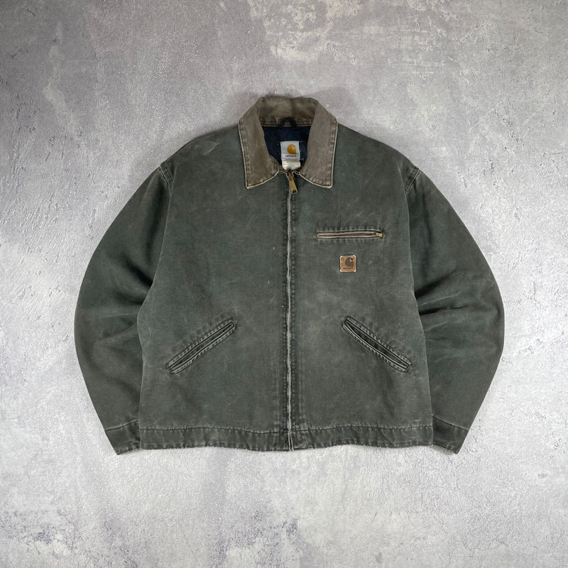 vtg 2002's carhartt j97mos detroit jacket moss green original