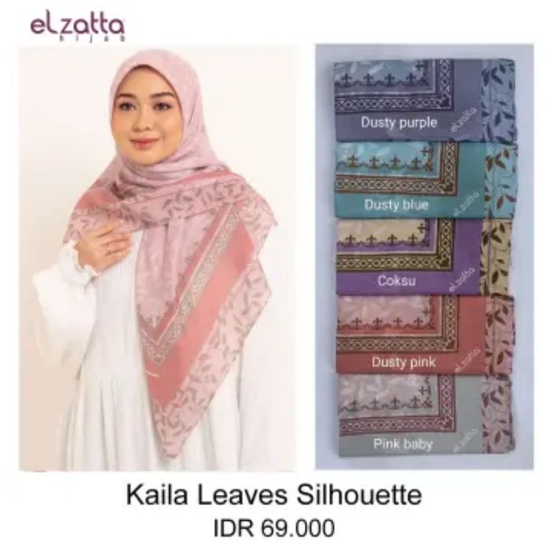 hijab segi empat motif kaila leaves silhoutte elzatta
