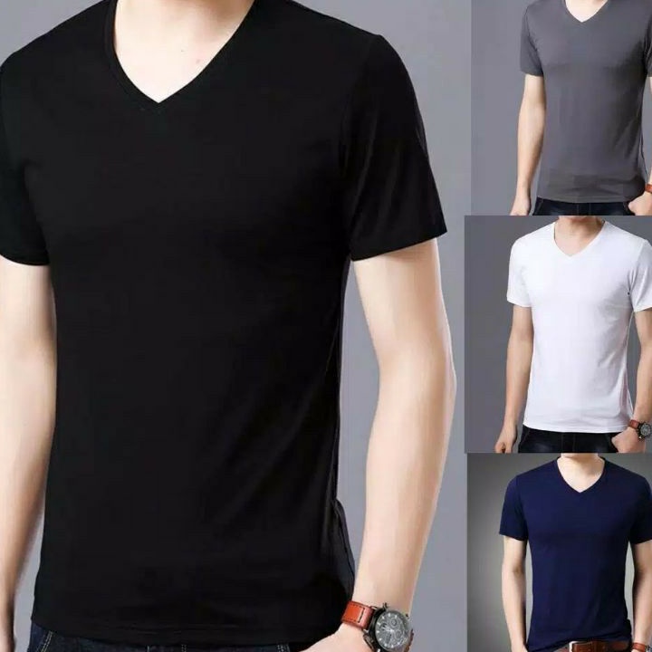 Paling Murah KAOS POLOS VNECK PRIA BAHAN COMBED TSHIRT VNECK PRIA LENGAN PENDEK KAOS OBLONG VNECK PR