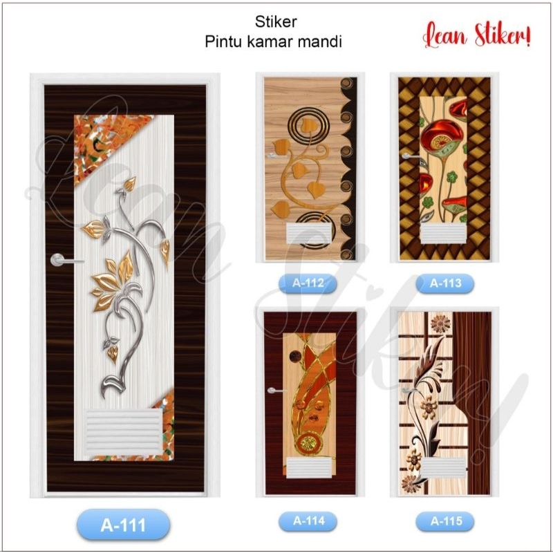 Stiker pintu kamar mandi / pintu kamar tidur motif kayu interior