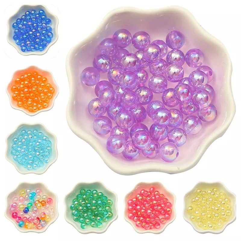 Mote Bulat Pelangi 6mm / Manik-manik monte Akrilik pelangi