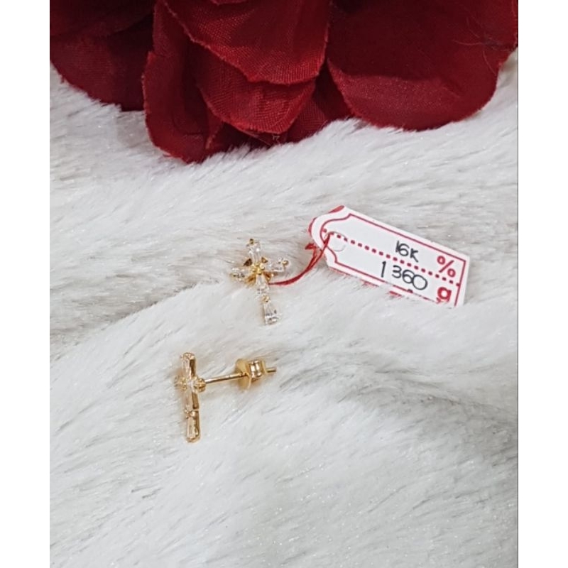 Anting emas 70 salib permata