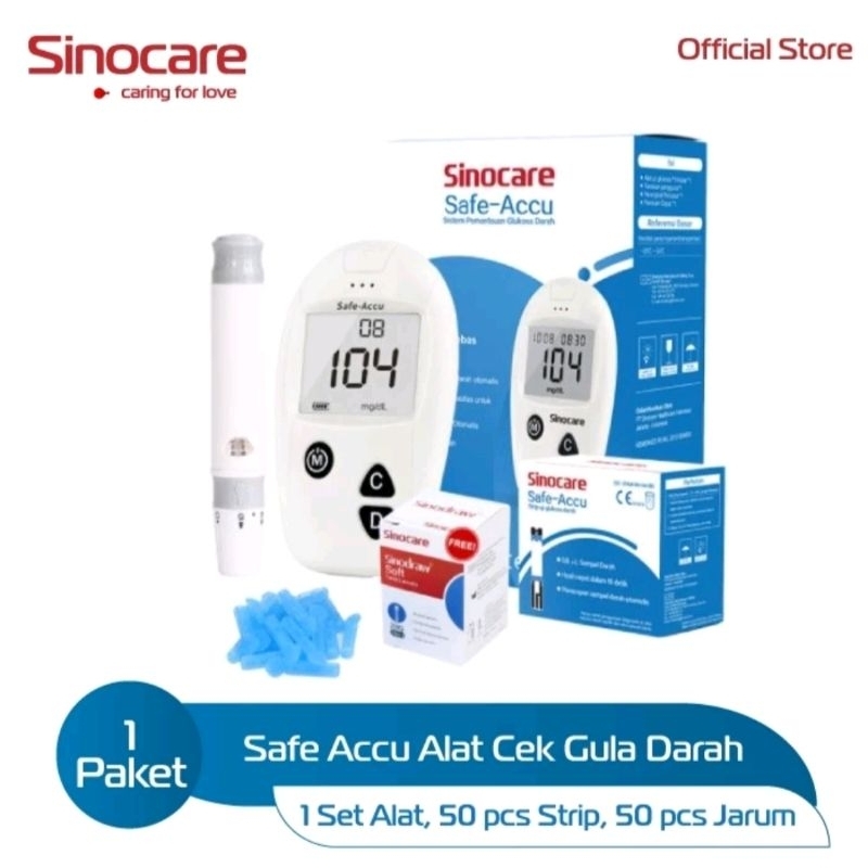 Alat Cek Gula Darah Sinocare Sinoheart Safe-Accu - Alat Tes Gula Darah Alat Ukur Gula Darah