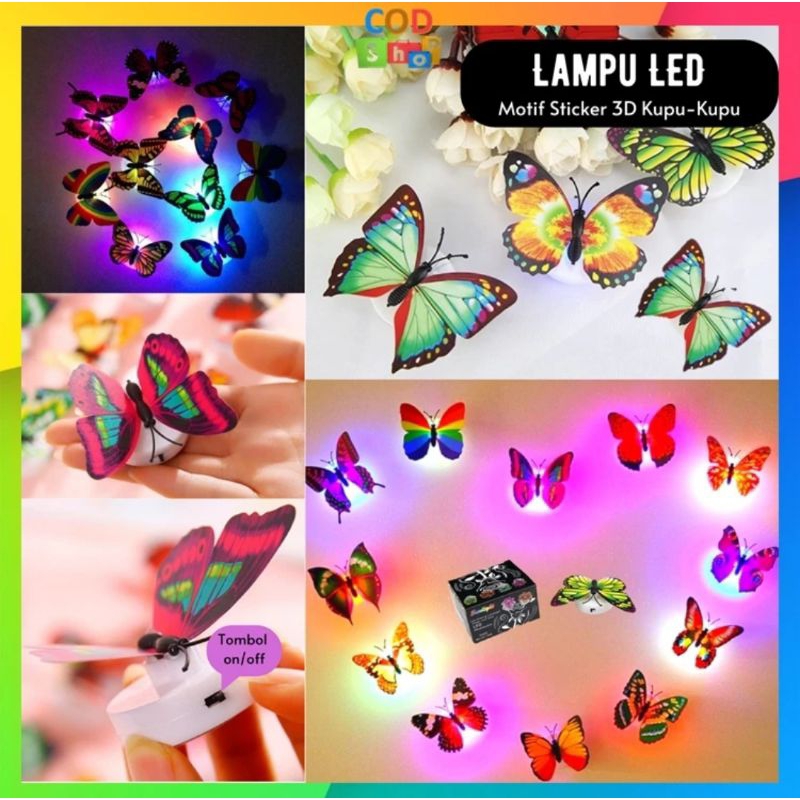 Kupu Kupu LED Bercahaya / Kupu Kupu Dekorasi / Butterfly LED / Lampu Hias Kupu Kupu