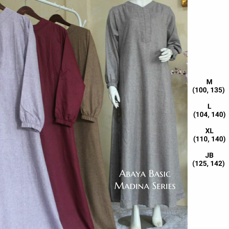 GAMIS POLOS KATUN MADINA SIZE LENGKAP - Gamis Seragaman