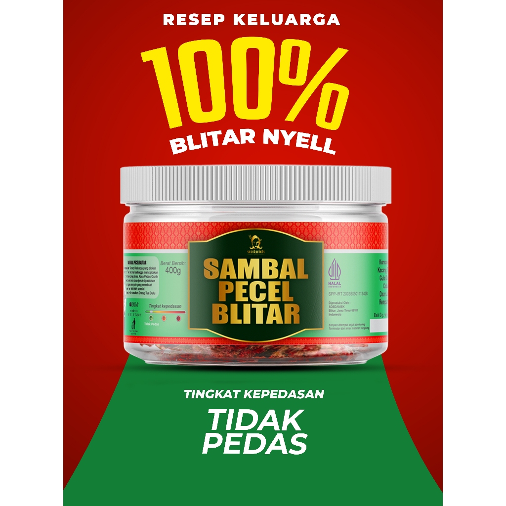 

[ tidak pedas, 400g ] SAMBAL PECEL BLITAR | SAMBAL PECEL KHAS BLITAR | SAMBEL PECEL | OLEH-OLEH KHAS BLITAR | SAMBAL KACANG | OLEH-OLEH ASLI BLITAR | SOEDANIEK