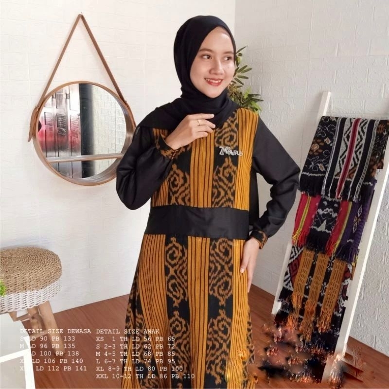 ( READY STOCK ) GAMIS TENUN IKAT ETNIK - BAJU TENUN - GAMIS TENUN MUSLIMAH OT170