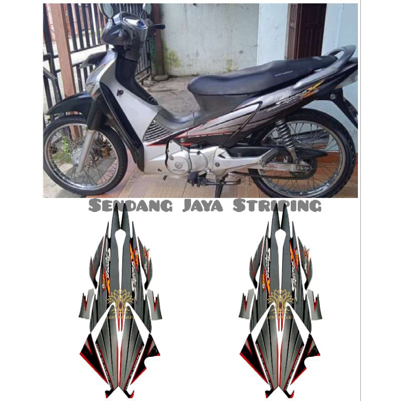 STIKER STICKER LIS LES POLET BODY MOTOR HONDA SUPRA X 125 D 2005 SILVER HITAM