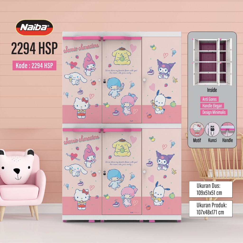 NAIBA - Lemari Pakaian Plastik Mega MSC Premium Hanger dan Susun Mix (JNE)