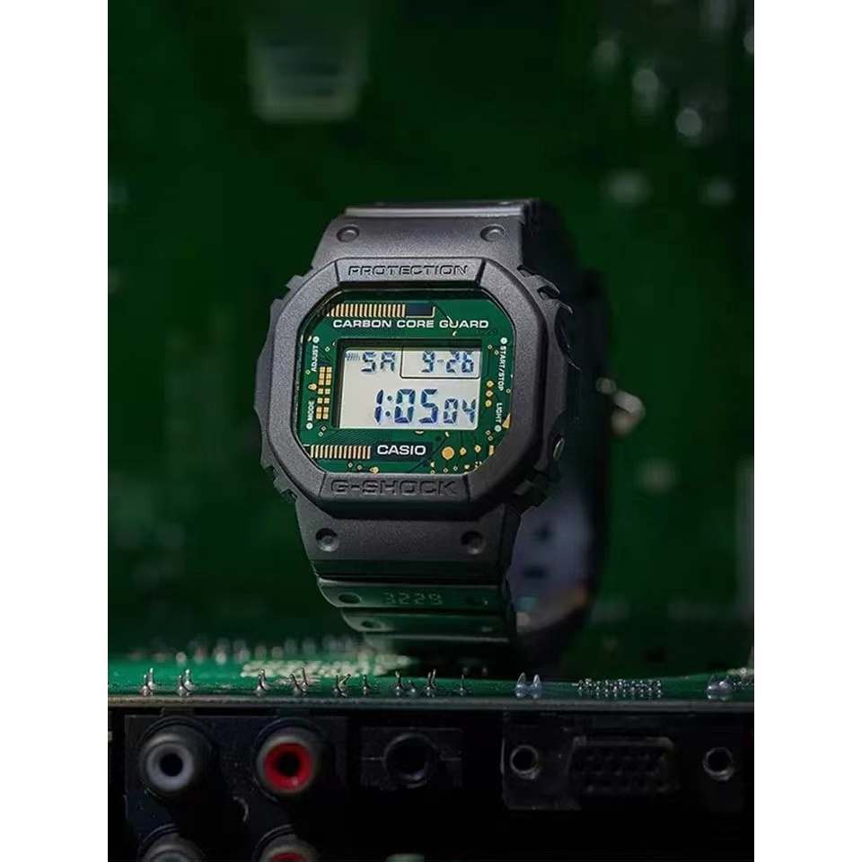 Casio camouflage circuit board small square watch carbon fiber men's sports watch dwe-5600cc-3pr