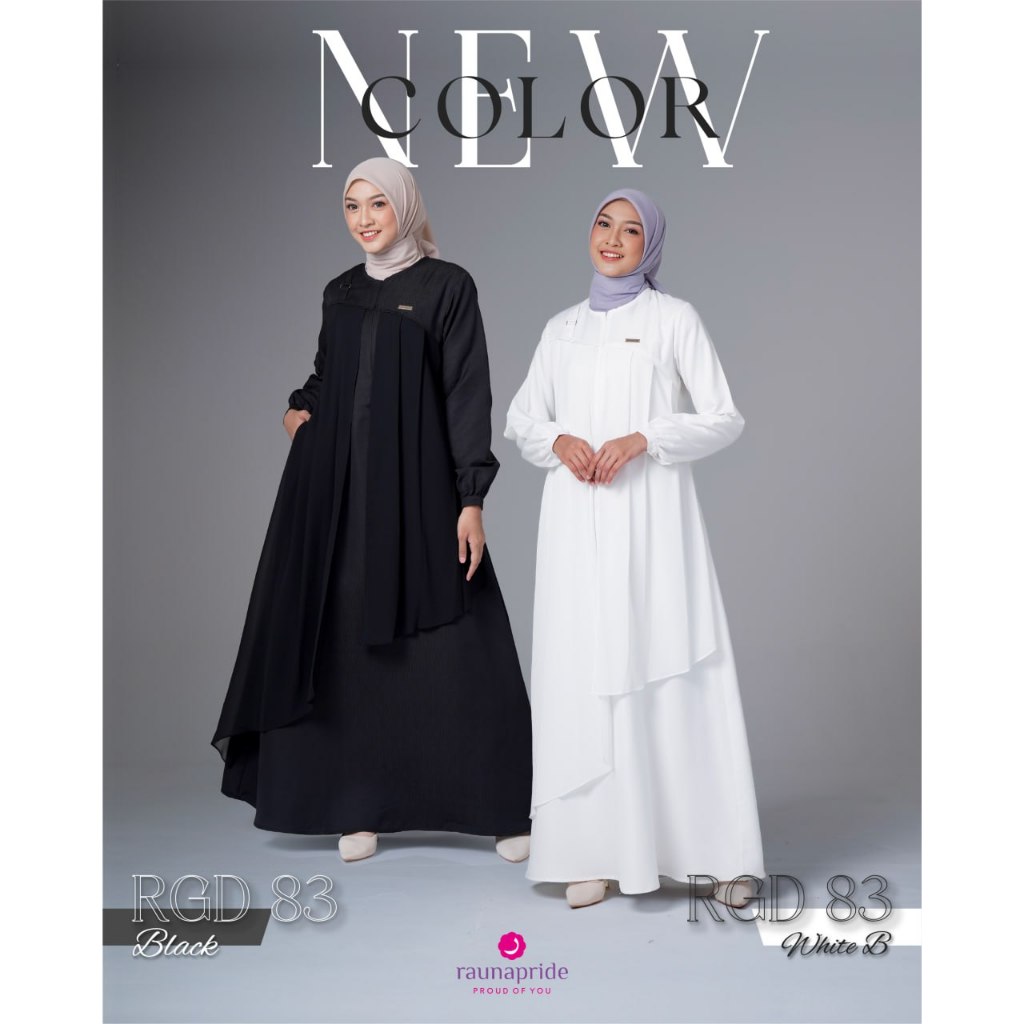 gamis raunapride rgd 83 white / black / gamis wanita / dress muslim / baju wanita / gamis bisa coupl