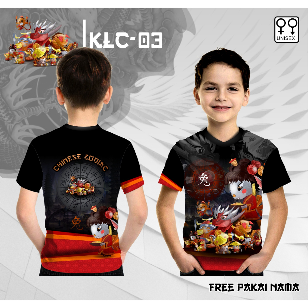 Baju imlek anak shio kelinci jersey chinese zodiac kaos all shio