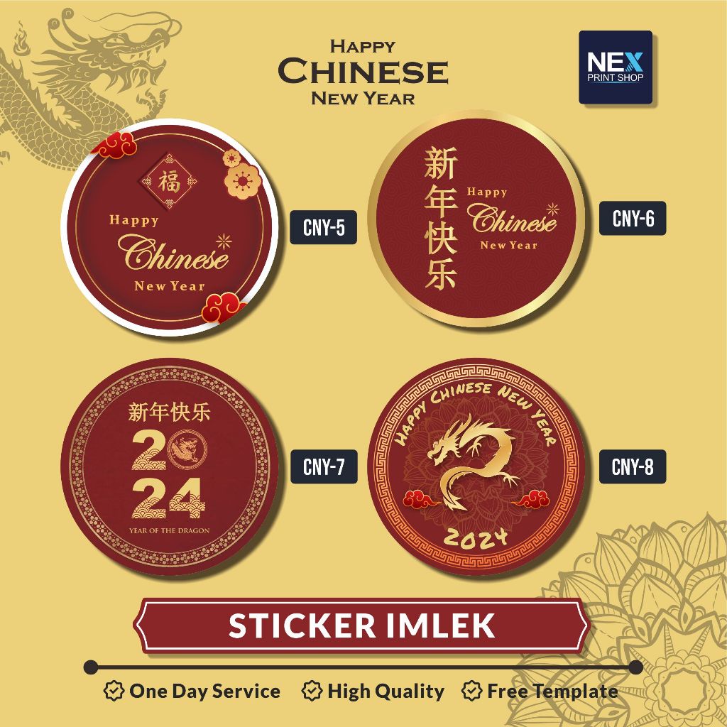 

Stiker Bulat Imlek Sticker Chinese New Year