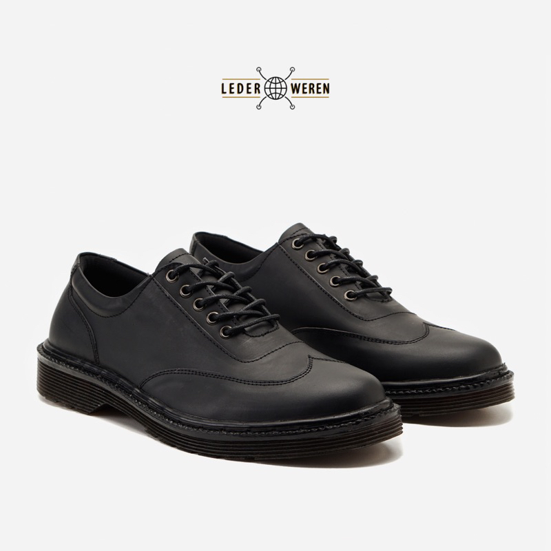 	 Lederweren - Leder Oxford 2 Black - Sepatu Pria Formal Kulit	