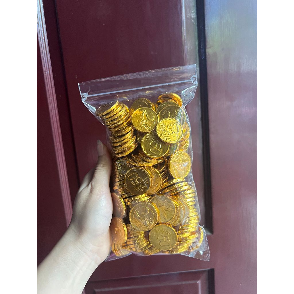 COKLAT KOIN 500 GRAM COKLAT KOIN YEN CI COKLAT COMPOUND HITAM MANIS BERBENTUK KOIN COKLAT KOIN