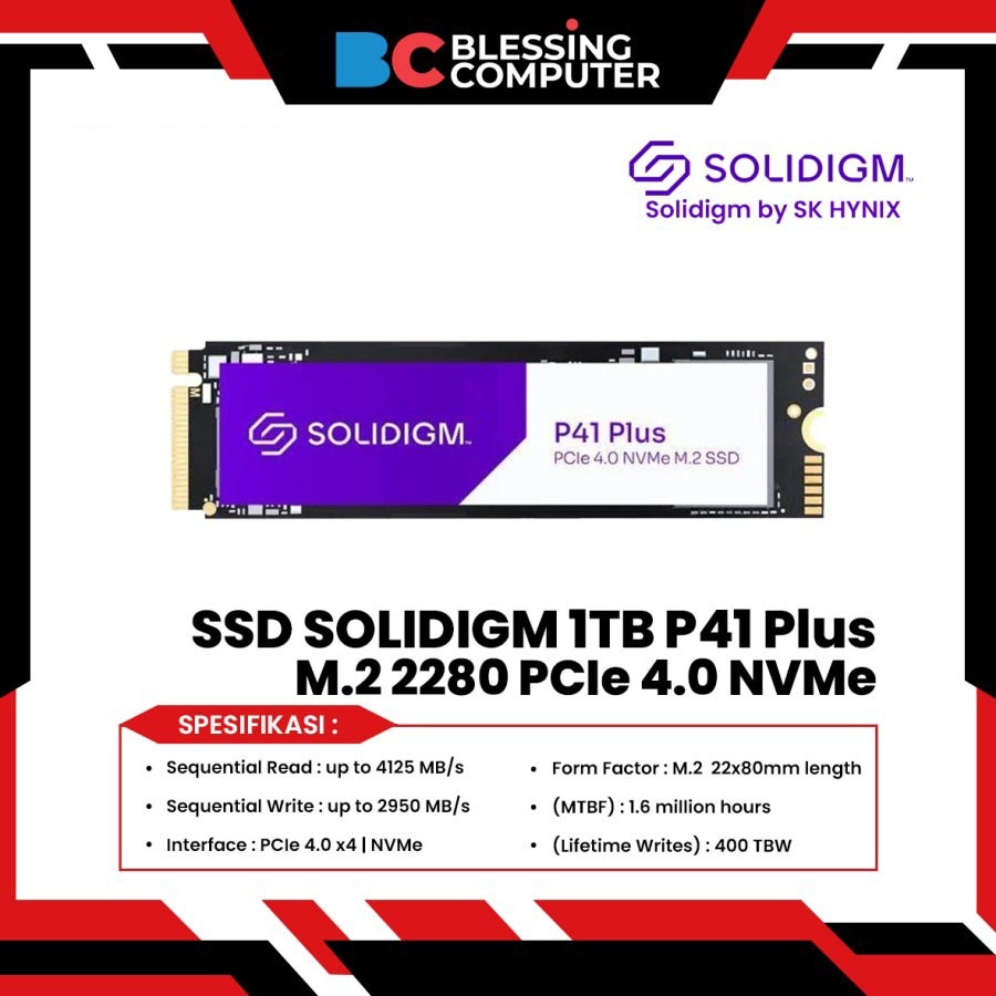 SSD SOLIDIGM 1TB P41 Plus M.2 2280 PCIe 4.0 NVMe SSDPFKNU010TZX1