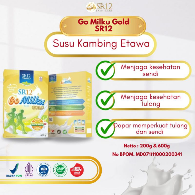 

GO MILKU GOLD SR12 | SUSU KESEHATAN | SUSU KAMBING ETAWA PREMIUM | SUSU LAMSIA | SUSU KAMBING | BPOM | KESEHATAN HERBAL |SR12 Gomilku Gold susu kambing | Go Milku Ori Susu Kambing Etawa Bubuk Organik Ekstrak Jahe Bawang Putih Bpom | Susu gold | mineral