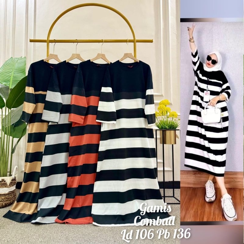 Gamis New Salur Stripe Kaos Kombad 20s by Jevani