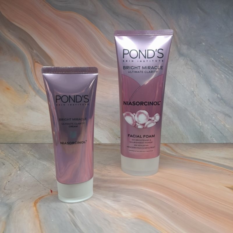 PAKET PONDS BRIGHT MIRACLE ULTIMATE CLARITY DAY CREAM & FACIAL FOAM UKURAN BESAR ORIGINAL BPOM