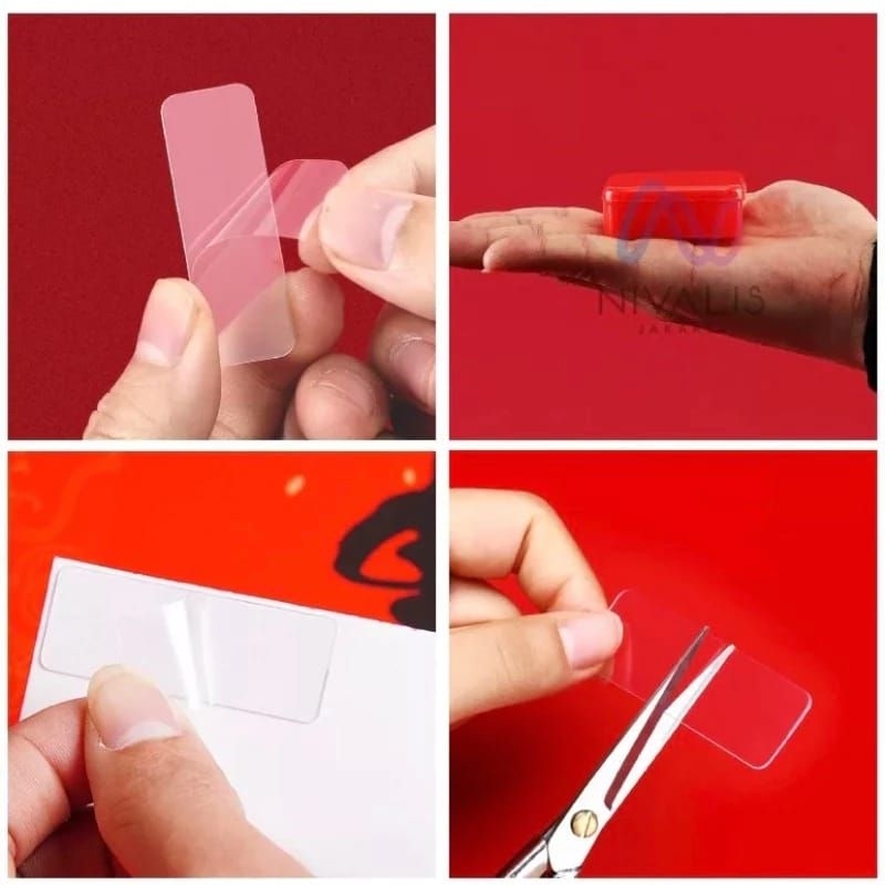 

⭐DIERS⭐ STIKER DOUBLE TAPE MINI ISI 60PCS BOX TRANSPARAN 2 SISI / LAKBAN MINI