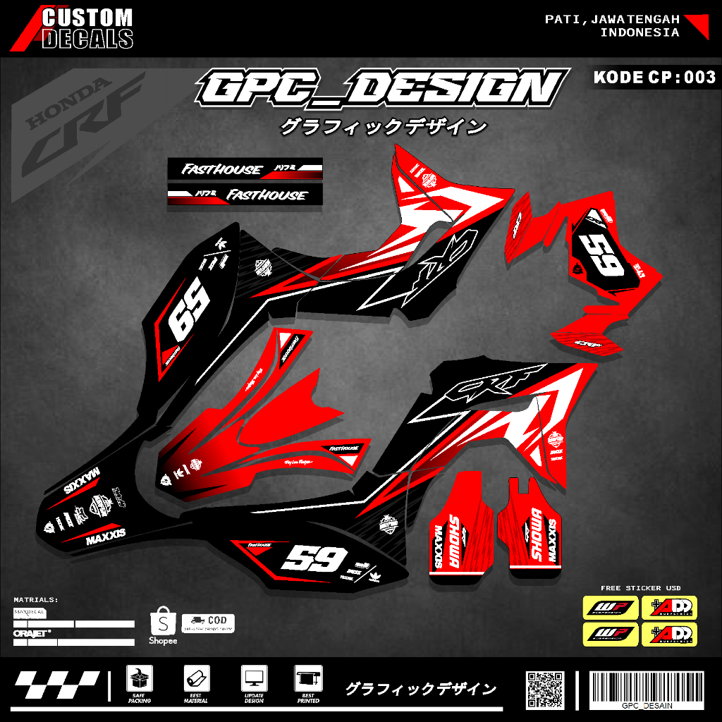 Sticker Decal Crf 150 L Full Body Decal Crf Custom Super Glossy Desain Grafis Kece Terbaru GPC 03