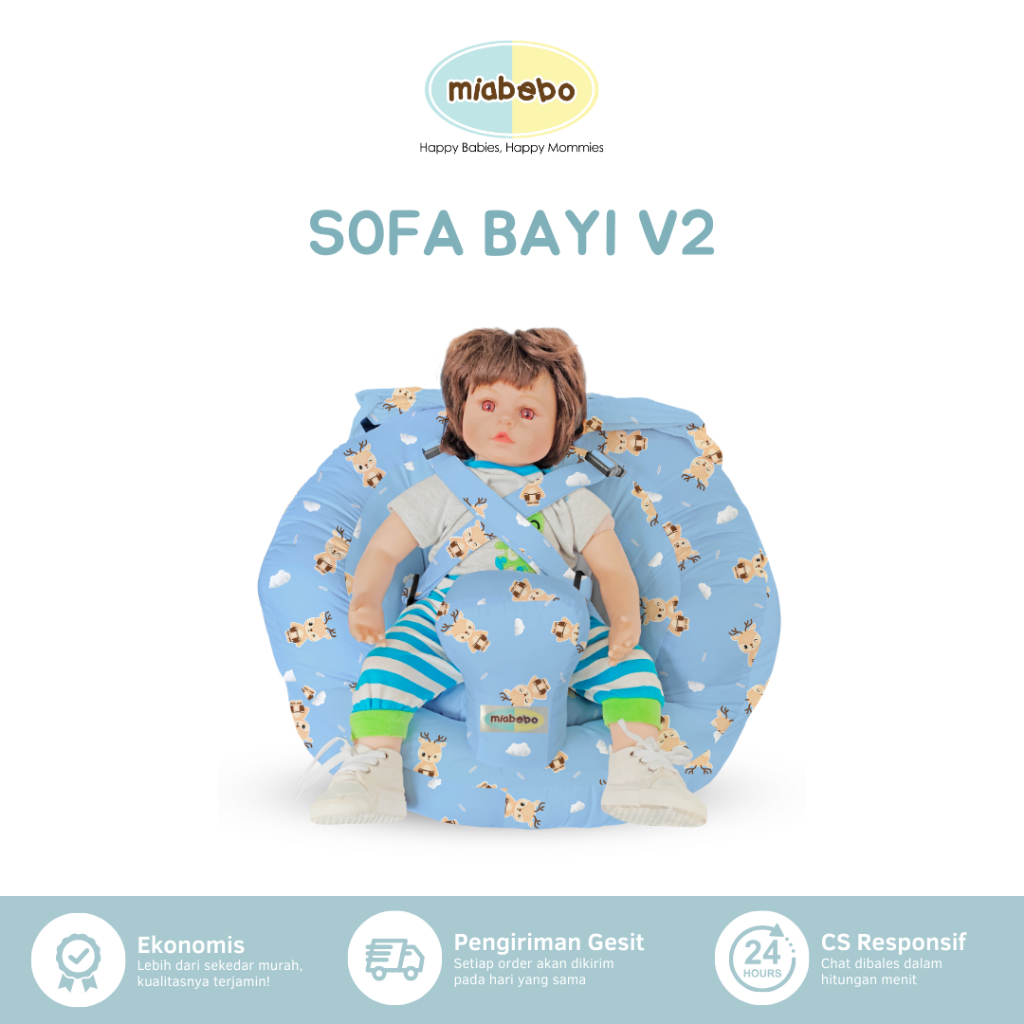 Miabebo Sofa Bayi Belajar Duduk Kaki Bulat + Sabuk Pengaman